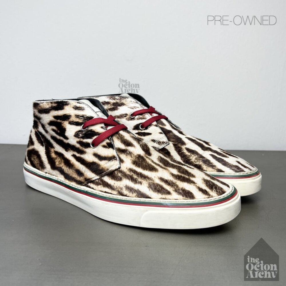 Men Size 9 US Vintage Gucci Leopard Print Chukka Sneaker 245307 Pre-Owned